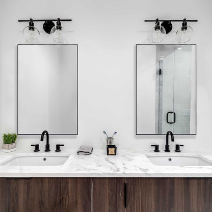 Bathroom Mirror for Wall Black Rectangular Frame Wall Mounted Mirror for Bedroom Makeup Living Room Entryways Hallway(40Cm X 60Cm)