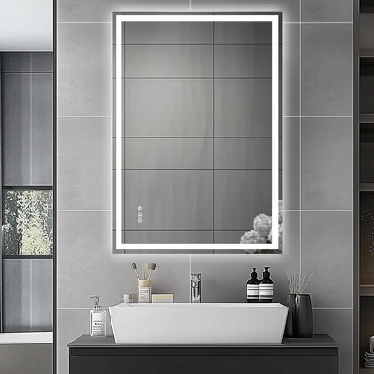 Bathroom Mirror with LED Lights 100X70Cm – Bluetooth LED Illuminated Mirror with Anti-Fog, 3 Colour Dimmable Lights, Touch Control & Memory Function | IP54 Rated, Horizontal/Vertical Mount