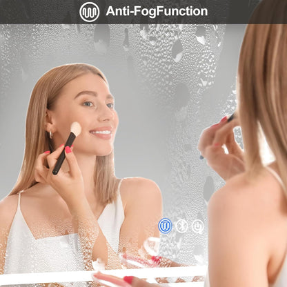 Bathroom Mirror with LED Lights 100X70Cm – Bluetooth LED Illuminated Mirror with Anti-Fog, 3 Colour Dimmable Lights, Touch Control & Memory Function | IP54 Rated, Horizontal/Vertical Mount