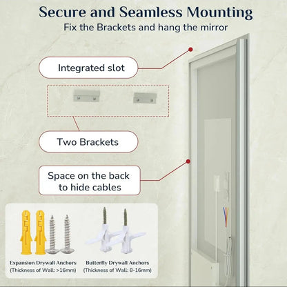Bathroom Mirror with LED Lights, 90X90Cm Illuminated Light up Rectangle Bathroom Mirror with Backlit Light, Anti-Fog Wall Mounted Vanity Mirrors 3 Colors Dimmable, Memory Function