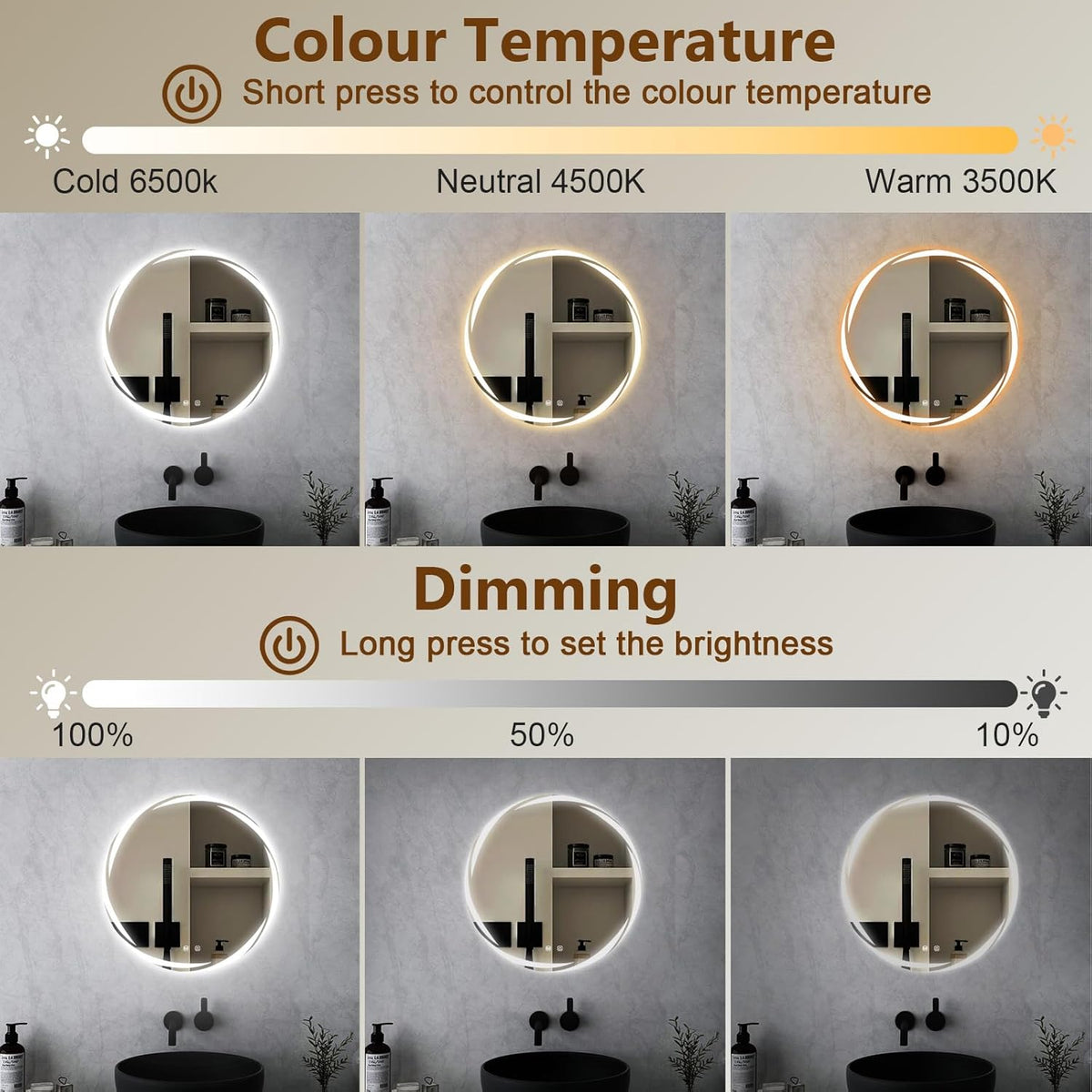 Lumire Round Whirlwind Wall Vanity (50CM)