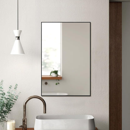 Bathroom Mirror for Wall Black Rectangular Frame Wall Mounted Mirror for Bedroom Makeup Living Room Entryways Hallway(40Cm X 60Cm)