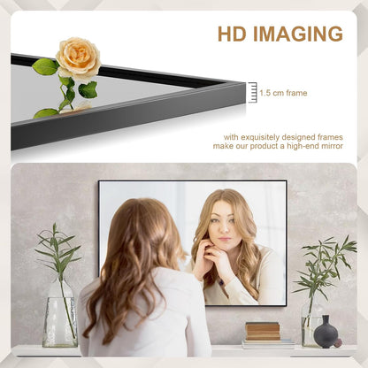 Bathroom Mirror for Wall Black Rectangular Frame Wall Mounted Mirror for Bedroom Makeup Living Room Entryways Hallway(40Cm X 60Cm)