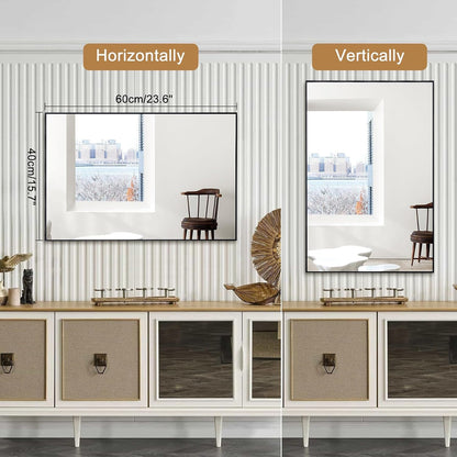 Bathroom Mirror for Wall Black Rectangular Frame Wall Mounted Mirror for Bedroom Makeup Living Room Entryways Hallway(40Cm X 60Cm)