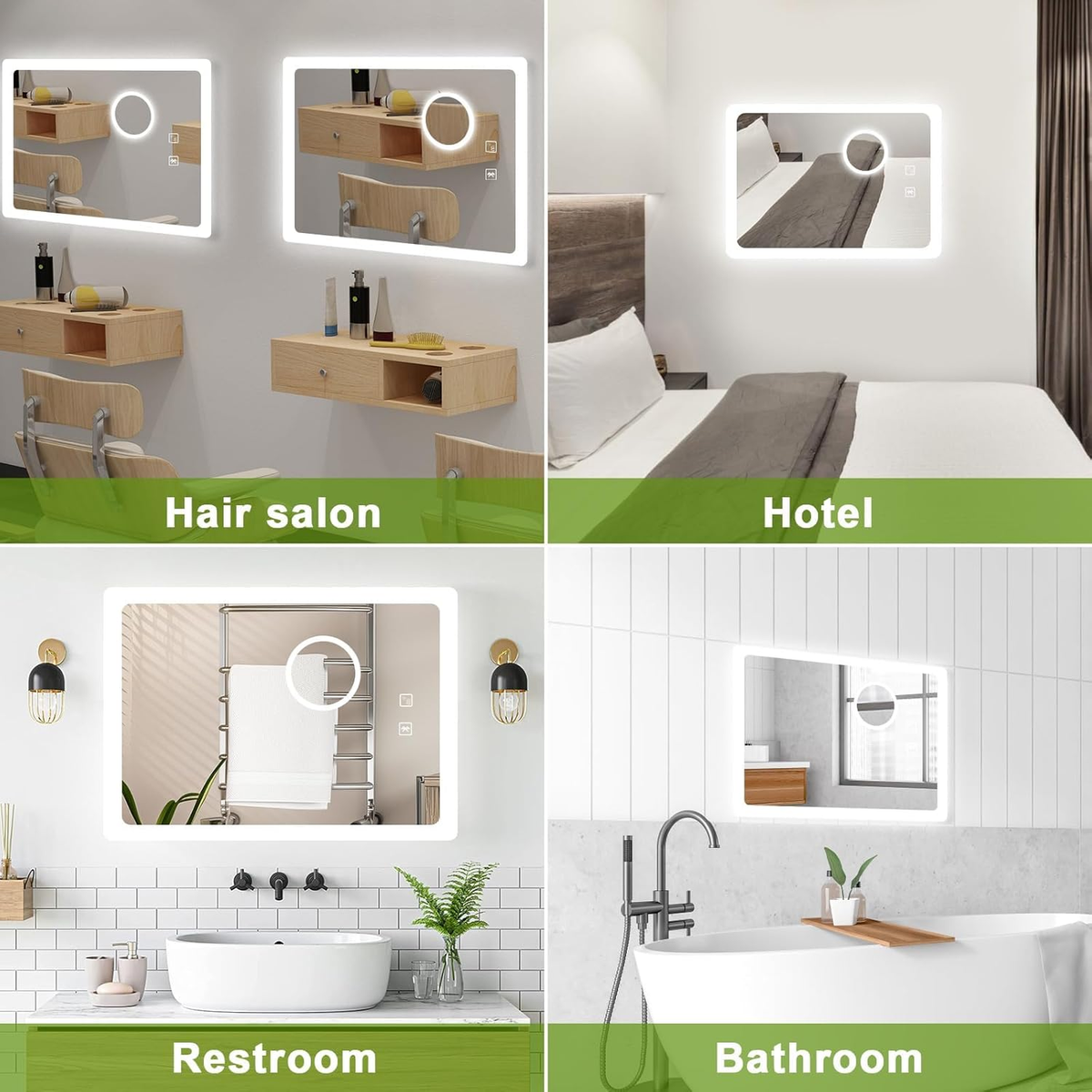 Bathroom Mirror with LED Lights, 70X50 Cm Bluetooth LED Wall Vanity Mirror with Anti-Fog and 3X Magnification, Illuminated Bathroom LED Smart Mirror, 6500K